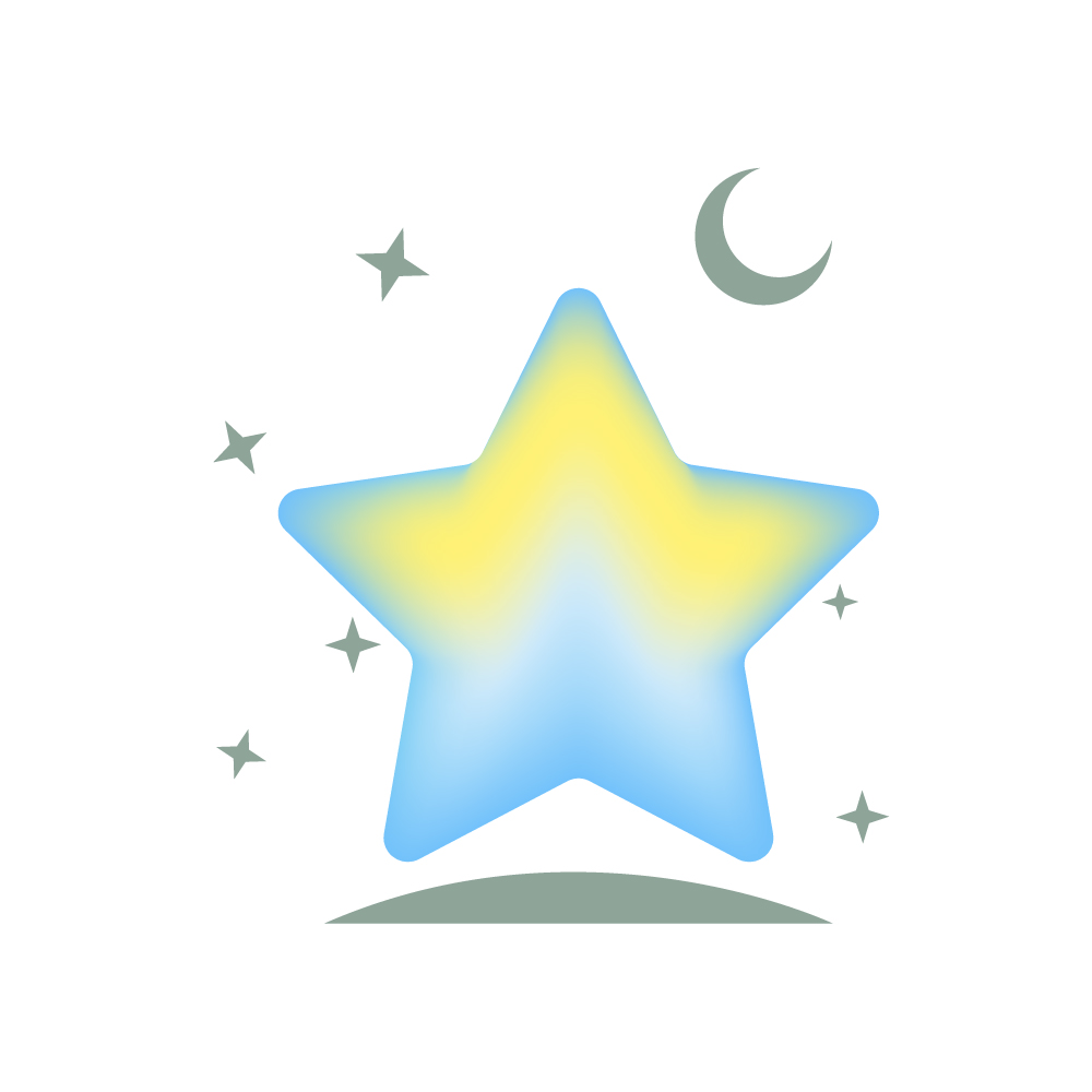 Cute Pastel Gradient Star with Crescent Moon and Sparkles Vector Illustration