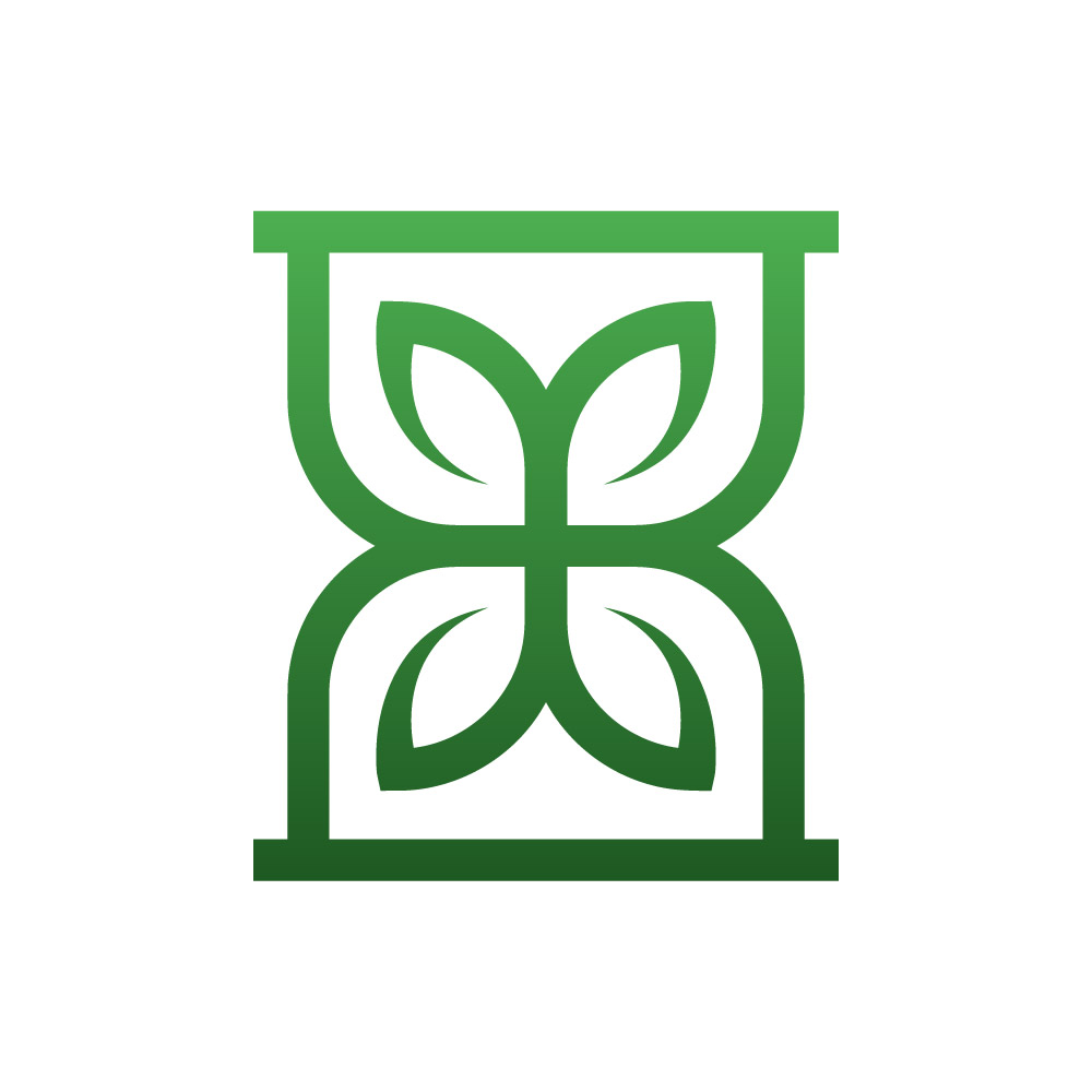 Minimalist Green Hourglass Nature Leaf Logo Vector