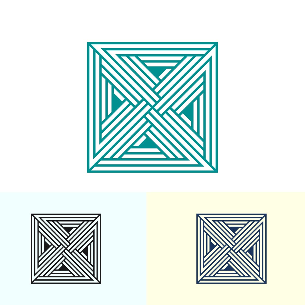 Abstract Teal Geometric Line Art Square Vector Motif