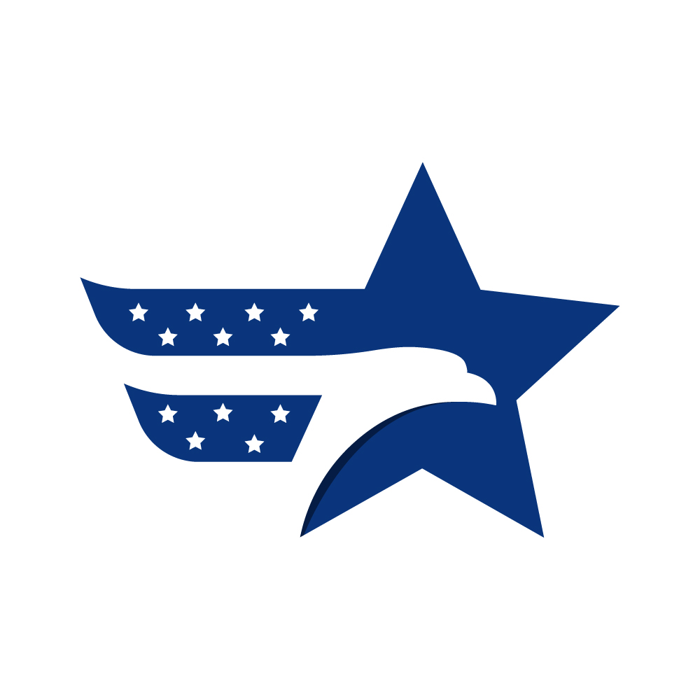 Patriotic American Eagle with USA Flag Stars and Stripes Star Logo Vector