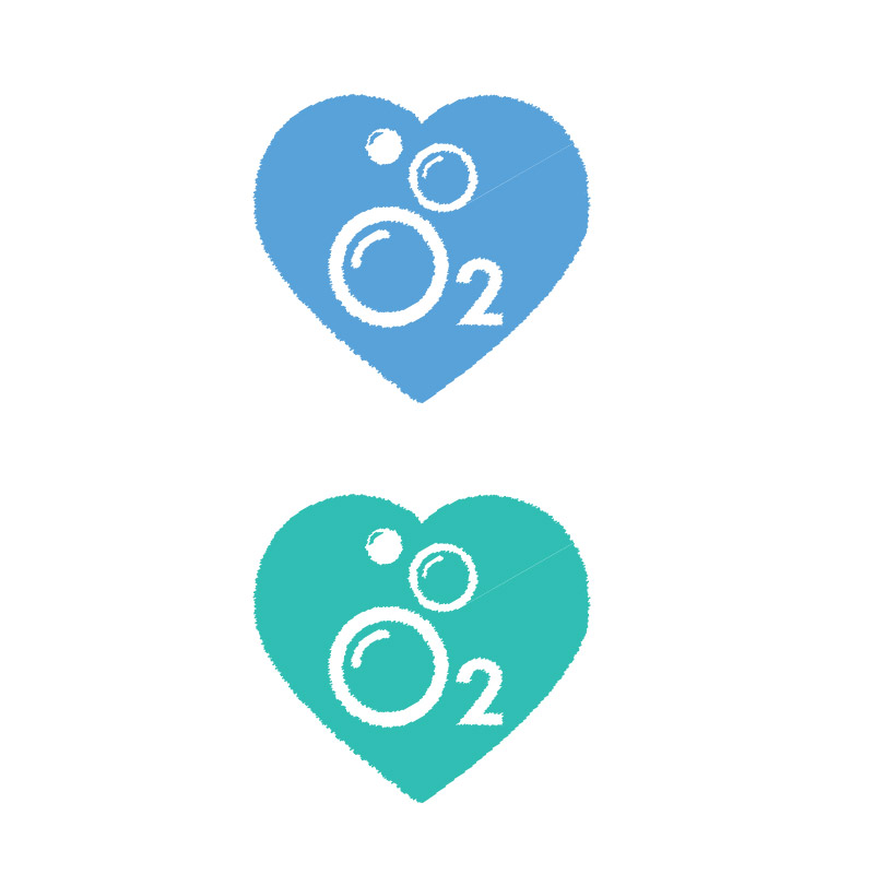 Textured Red Heart Oxygen O2 Logo Vector Template