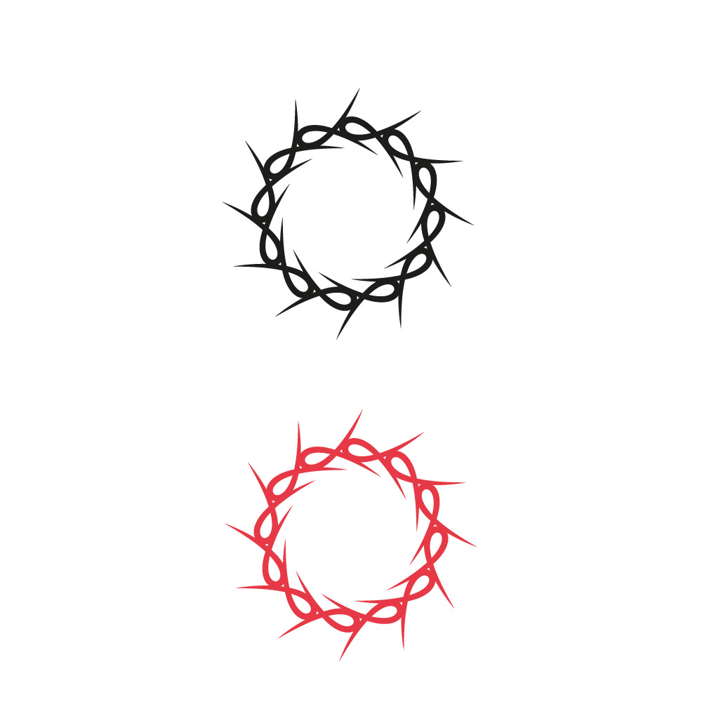 Abstract Crown of Thorns and Tribal Barb Vector Emblem