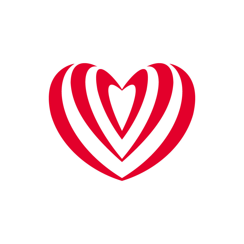 Abstract Red and White Concentric Heart Vector Logo Design – Modern Minimalist Love and Valentine Symbol