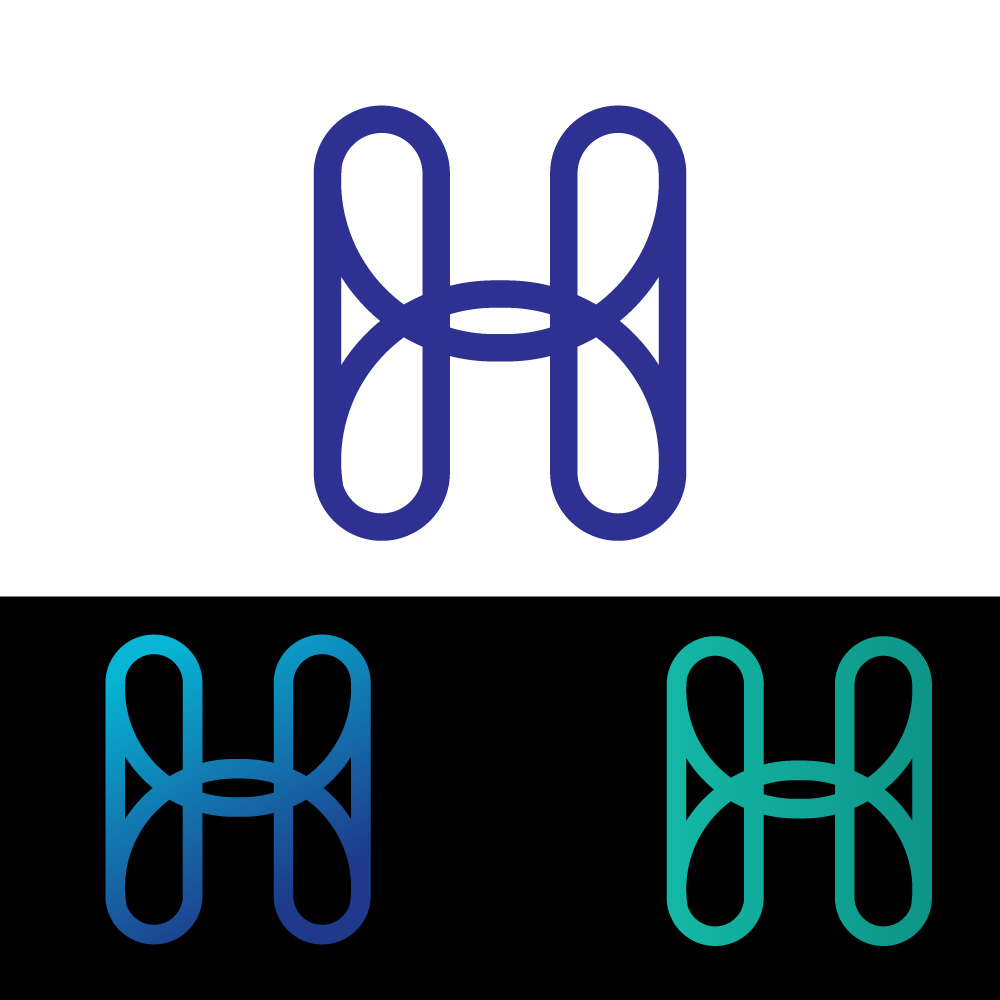 Minimalist Curved Line Art Letter H Tech Logo Vector